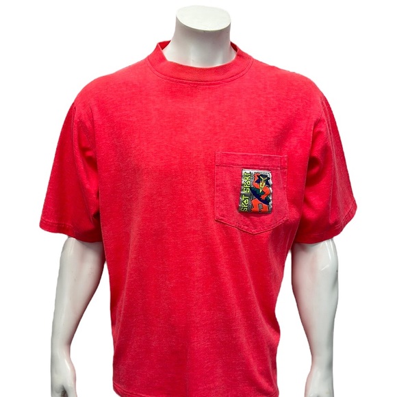 Vintage 80-90s Spot Sport European Beach Pink Single Stitch T-Shirt Surf USA XL - Picture 3 of 12